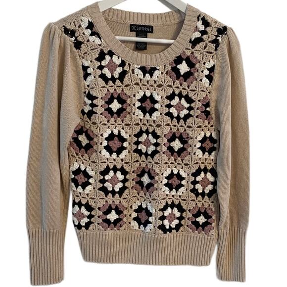 Design 365 Patchwork front long sleeve sweater Size S - Picture 1 of 4